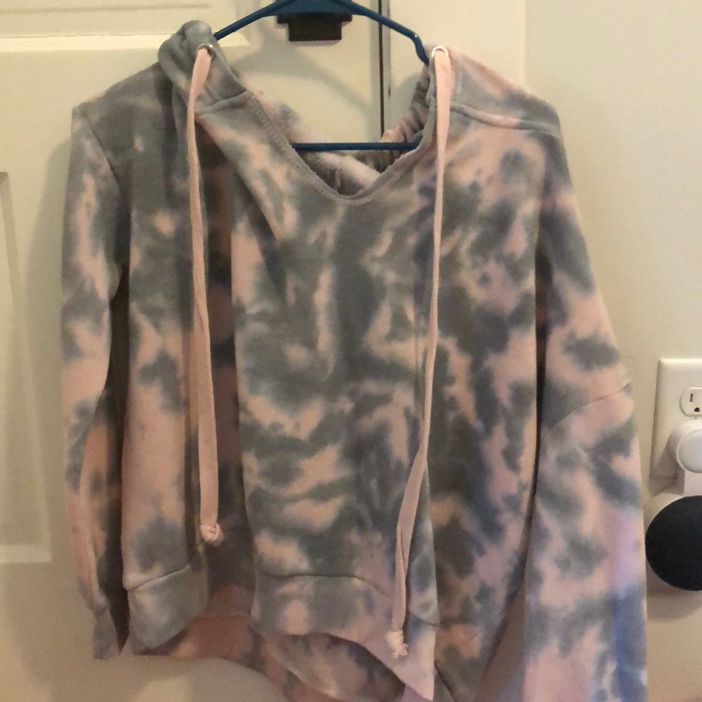 Tie dye grey and pink hoodie